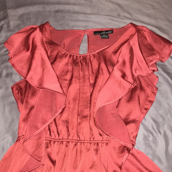 *DONATED* Burnt orange silk blouse w/ ruffle - Picture 3 of 7